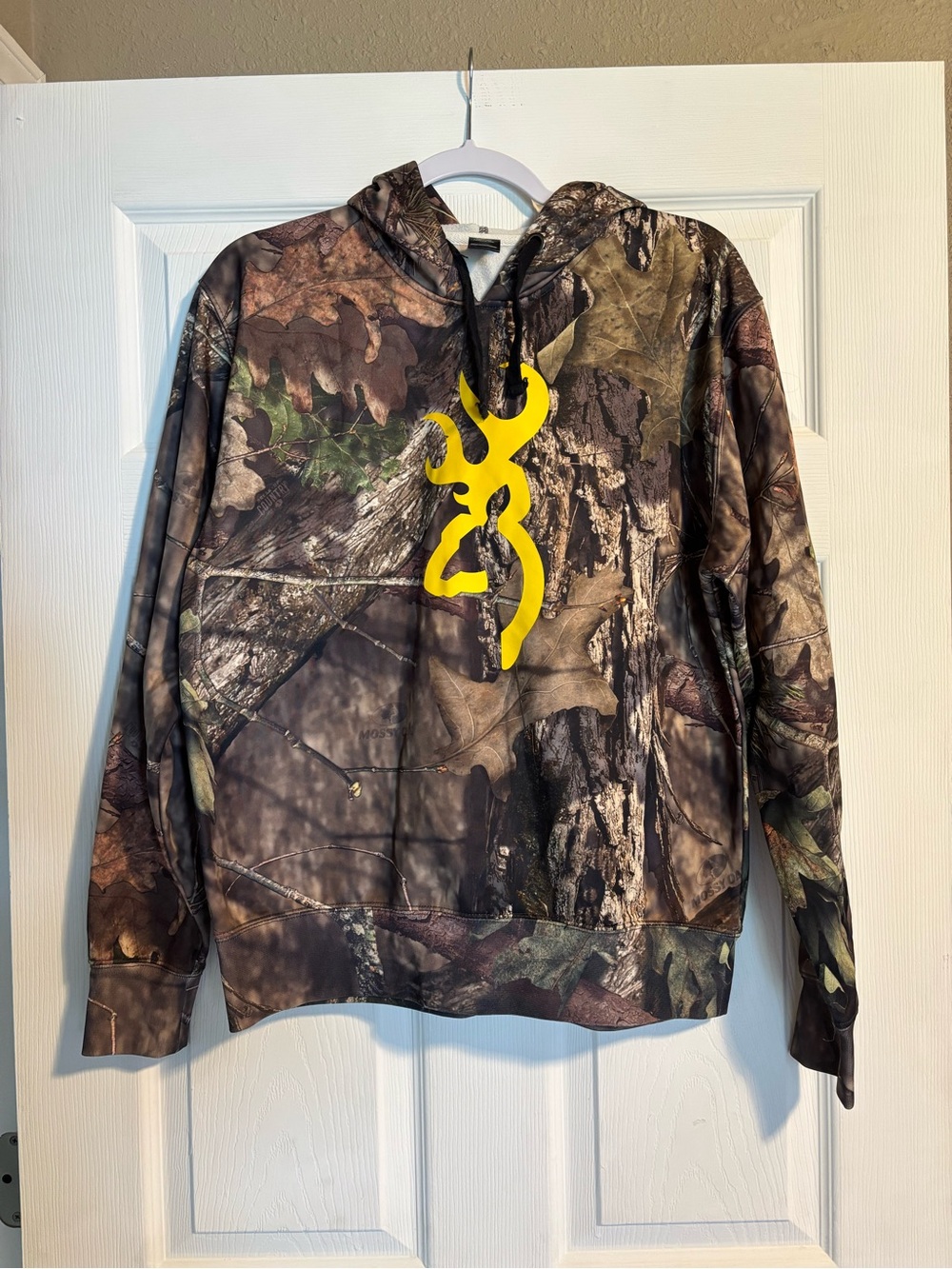 Browning Camo Puffer Hoodie with Yellow Buckmark